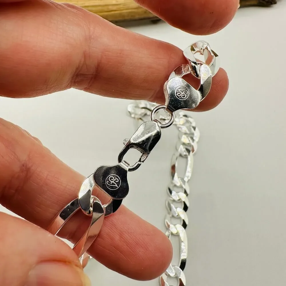 Solid Sterling Silver Flat Figaro 24